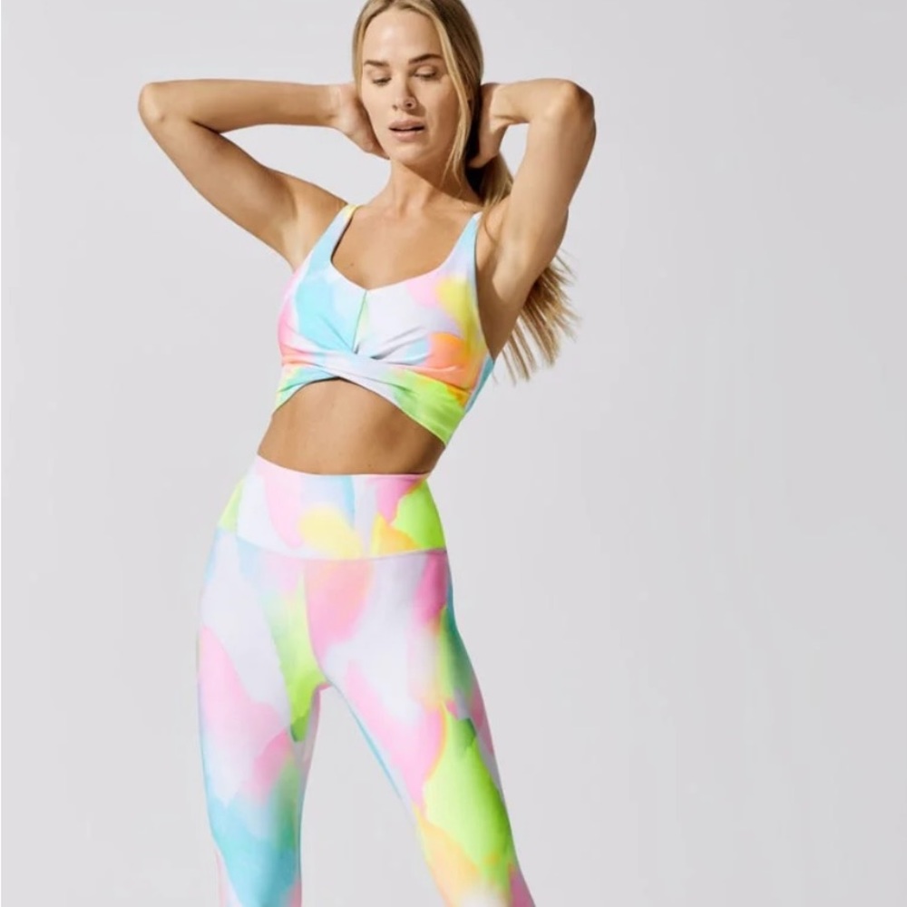 Carbon38 pastel watercolor long line bra top M